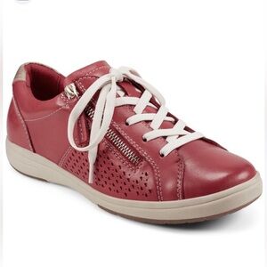 Earth Origins | Women’s Leather Red Sneakers with Zipper | 9.5